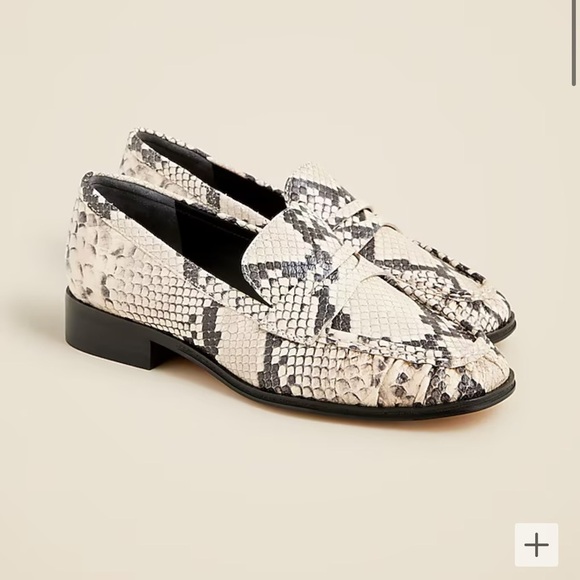 J. Crew Maison ruched loafers in snake-embossed Italian leather - Picture 1 of 6